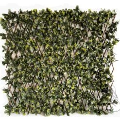 Siepe Artificiale Pitosforo, Grigliato Estensibile UVR 100x200 Cm, 120 Led Ad Energia Solare