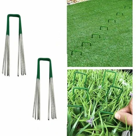 Inserto Per Prato Prato Per Prato Artificiale Per Esterni Giardino Universale Pali A Forma Di U Forte Fissaggio Del Busto Acciaio Zincato Mezzo Verde Con Estremità Smussata 3,515 Cm 30 Pezzi ,