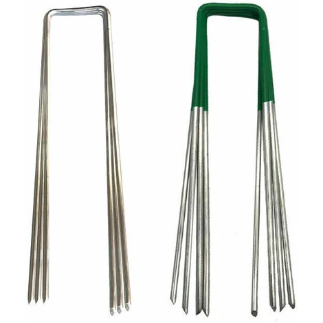 Inserto Per Prato Prato Per Prato Artificiale Per Esterni Giardino Universale Pali A Forma Di U Forte Fissaggio Del Busto Acciaio Zincato Mezzo Verde Con Estremità Smussata 3,515 Cm 30 Pezzi , - immagine 5