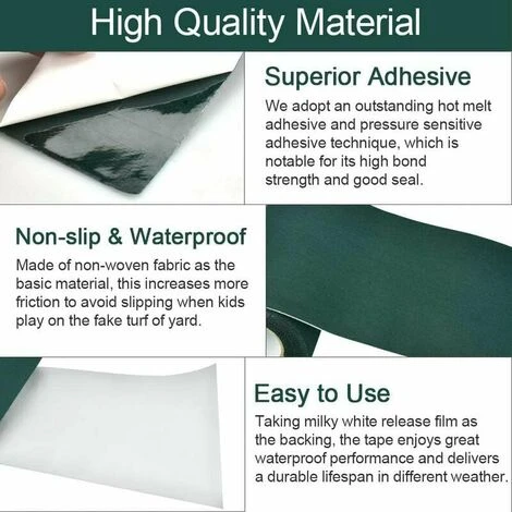 Striscia Per Erba 15cm5m Nastro Antiscivolo Per Cuciture In Erba Artificiale Striscia Autoadesiva Per Cuciture In Erba Presa Forte Per Erba Artificiale Giardino Prato Tappeti Balconi, Verde, 1 Pz , Fo - immagine 4
